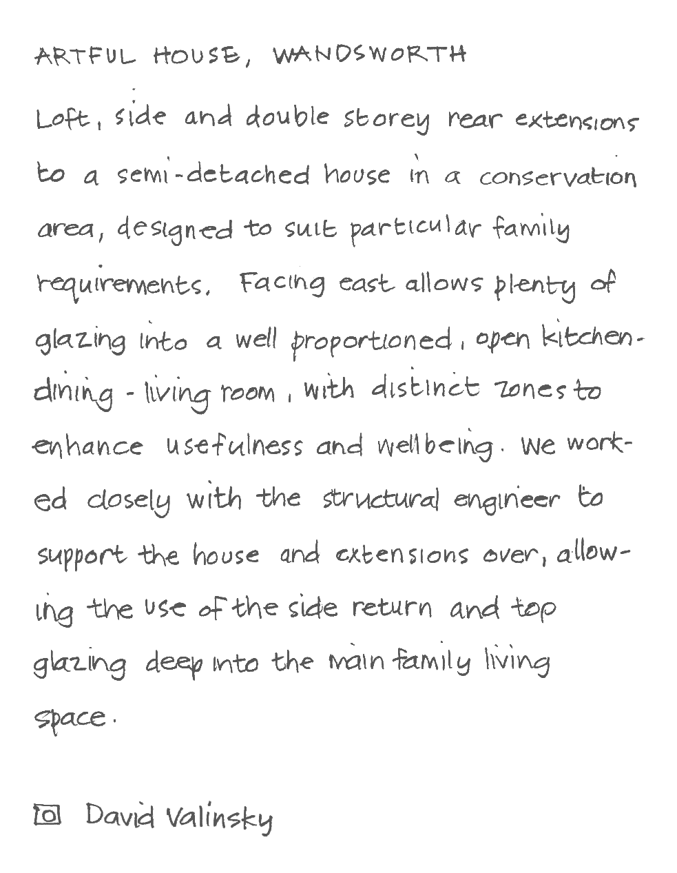 Text describing architectural project